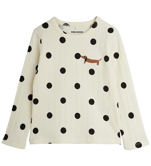 Mini Rodini Bluse - Dots aop dog - Off-white