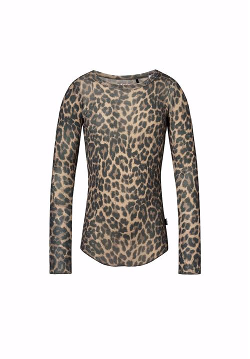 Molo Rihanna Wool T-Shirts Long Sleeves Brushed Leo Brushed Leo 122/128 cm  Sort  122/128 cm  Piger