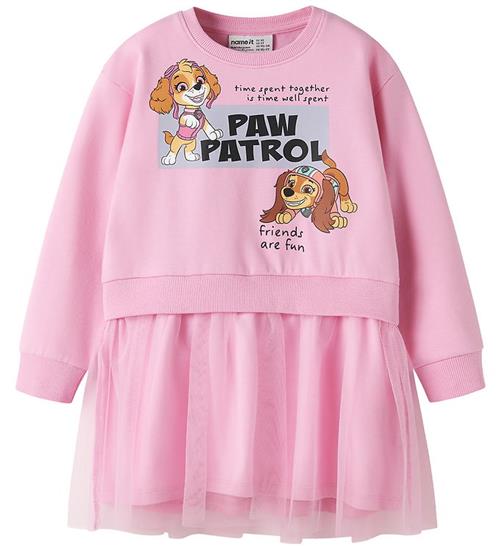 Name It Kjole - Sweat/Tyl - NmfArra - Paw Patrol - Begonia Pink