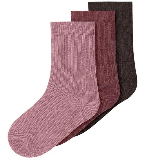 Name It Strømper - 3-pak - NmfNobba - Wild Ginger/Lilas + Chocol