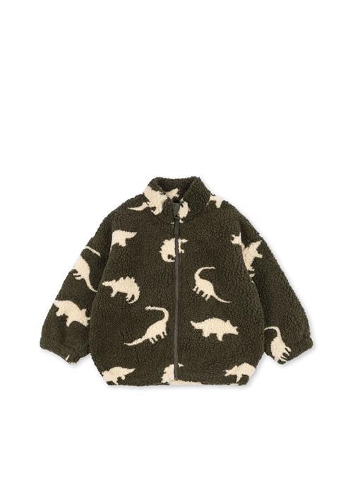 Konges Sløjd Jody Fleecejakke Med Pelskant Dino Silhouette  Dino Silhouette-4Y  Grøn  4 år  Drenge