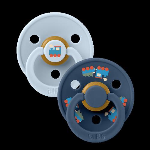 BIBS Holiday Train 2-pak Latex-sutter Baby Blue  Baby Blue 0-6 M  Blå  0-6 måneder  Drenge
