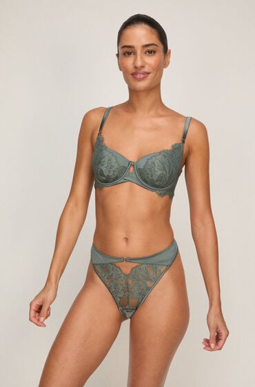 Hunkemöller Grace brasiliansk trusse med høj benudskæring Grøn