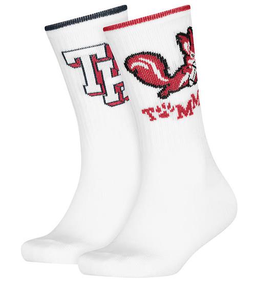 Tommy Hilfiger Strømper - 2-pak - Hvid m. Print