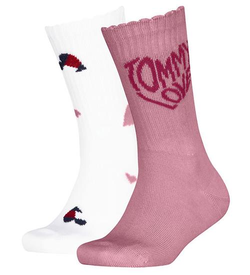 Tommy Hilfiger Strømper - 2-pak - Pink/Hvid m. Print