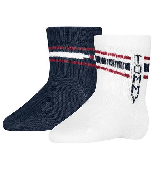 Tommy Hilfiger Strømper - 2-pak - Tommy Original/Hvid m. Striber