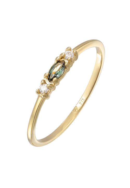 ELLI PREMIUM Ring 'Vintage'  guld / grøn