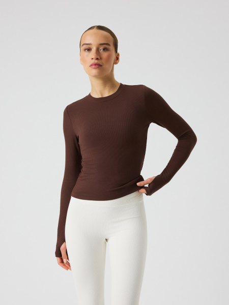 Björn Borg Studio Ribbed Cropped Long Sleeve Brun, XXL