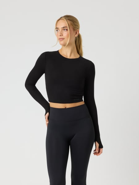 Björn Borg Studio Ribbed Cropped Long Sleeve Sort, XXL