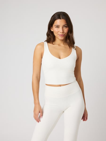 Björn Borg Studio Ribbed V-neck Top Hvid, S
