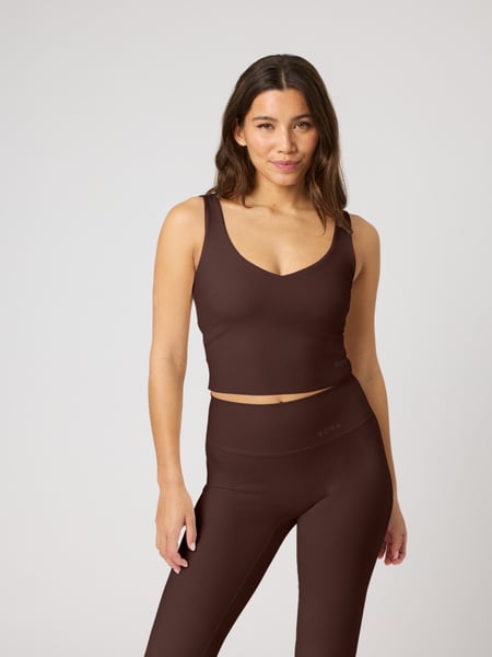 Björn Borg Studio Ribbed V-neck Top Brun, S