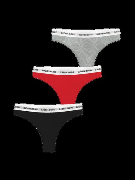 Björn Borg Logo Thongs 3-pack Sort, XXL