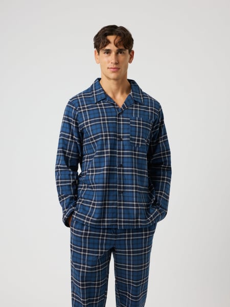 Björn Borg Core Flannel Pyjama Shirt Blå, XXL