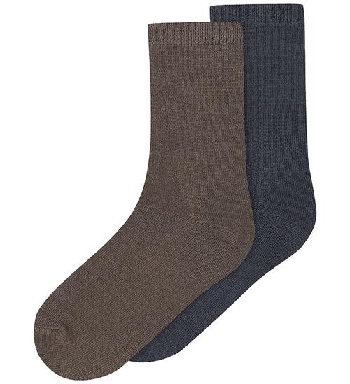 Name It Strømper - 2-pak - Uld/Bomuld - NkmWak - Morel/ Ombre Bl