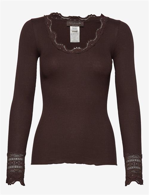 Rosemunde | Rwbenita Silk Ls O-Neck Lace T-Shirt | XL
