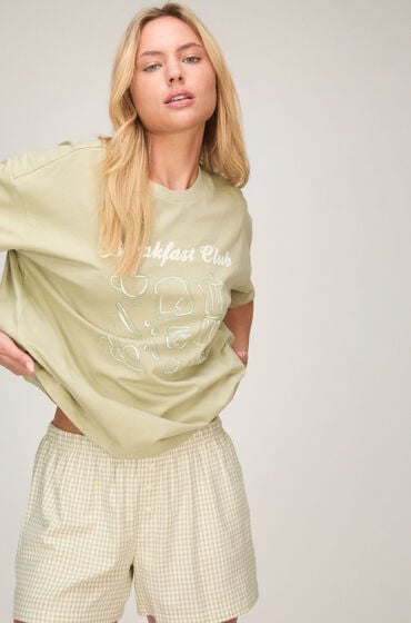 Hunkemöller Pyjamassæt med Shorts og T-shirt Grøn