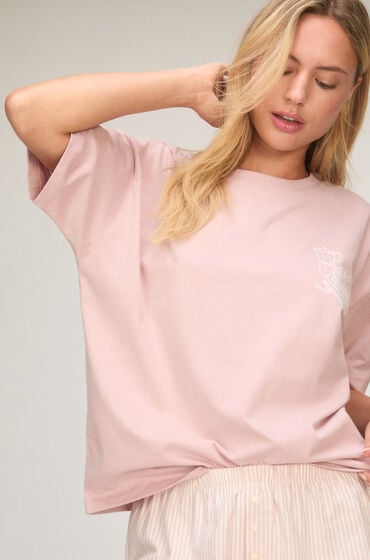 Hunkemöller Pyjamassæt med Shorts og T-shirt Lyserød