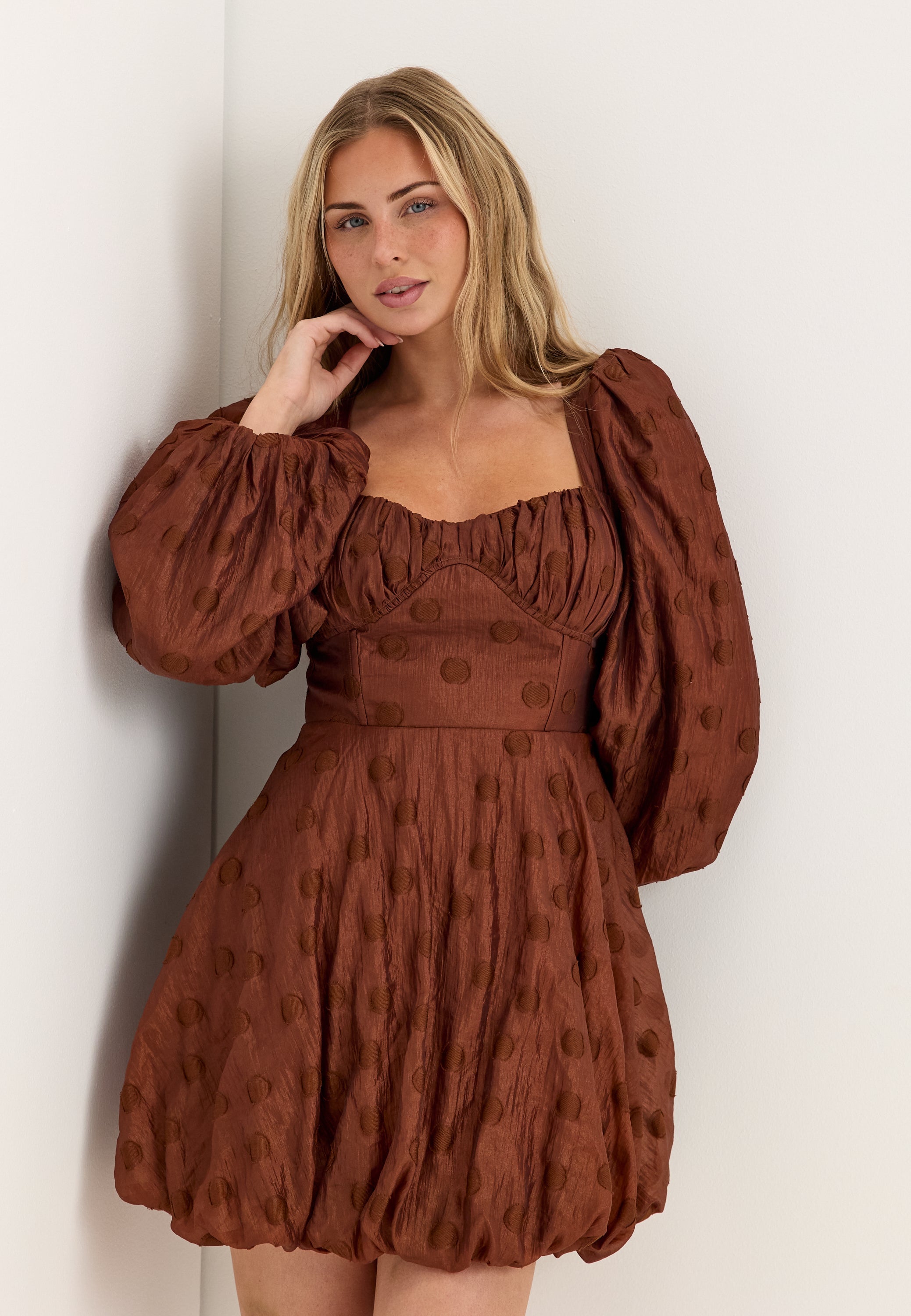 BUBBLEROOM OCCASION Corset Puff Sleeve Mini Dress