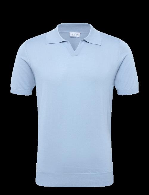 Davida Cashmere | Man Fine Knit Open Collar T-Shirt | L