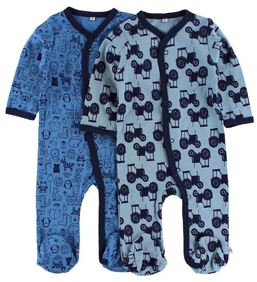Pippi Baby Natdragter m/f - 2-pak - Blå/Lyseblå m. Print