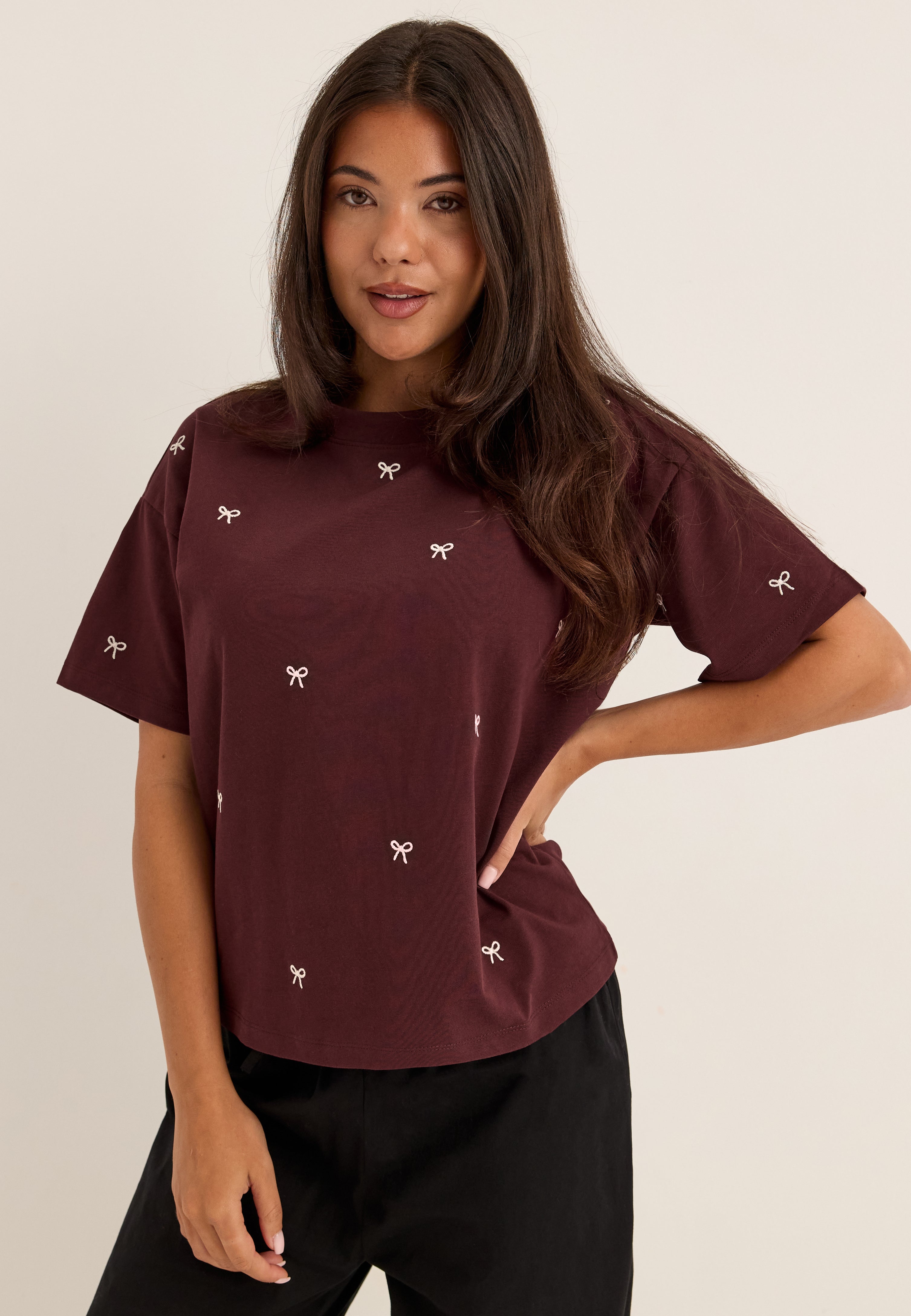 VILA Vimonie Bow O-neck S/S T-SHIRT