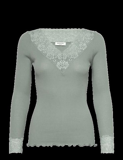 Rosemunde | Rwbernadine Organic Ls V-Neck Lace T-Shirt | S