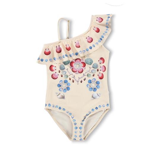 Molo Net Badedragt Sea Shell Deco  Sea Shell Deco 146 cm  Creme  146 cm  Piger