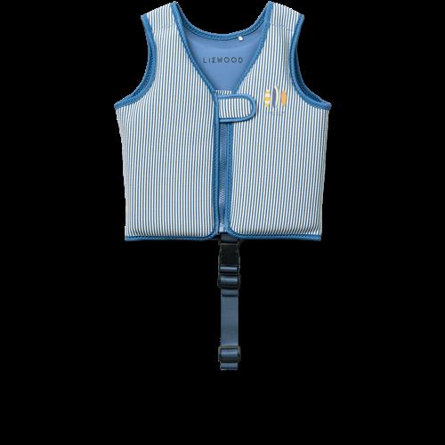 Liewood Liewood Dove Seersucker-badevest Y/d Stripe Riverside / Creme De La Creme  Y/D Stripe Riverside / Creme De La Creme-19-30 kg  Blå  19-30 kg  D