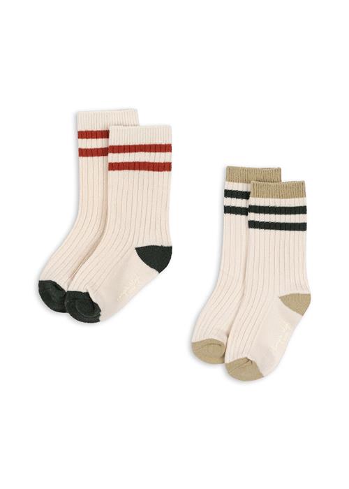 Konges Sløjd 2-pak Ribstrømper Green Stripe  Green Stripe-17-18  Grøn  17-18 EU  Drenge