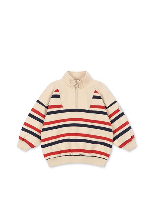 Konges Sløjd Loupy Sweatshirt Med Halv Lynlås Tangerine Stripe  Tangerine Stripe-6Y  Hvid  6 år  Drenge