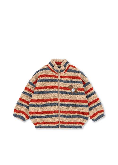 Konges Sløjd Jody Fleecejakke Med Broderi Og Luv Tangerine Stripe  Tangerine Stripe-18M  Hvid  18 måneder  Drenge, Piger