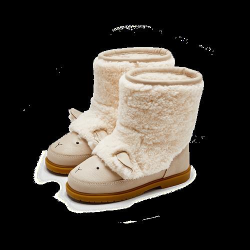 Donsje Amsterdam Wadaou Støvler Off White Curly Sheep Wool  Off White Curly Sheep Wool-25  Creme  25 EU  Piger