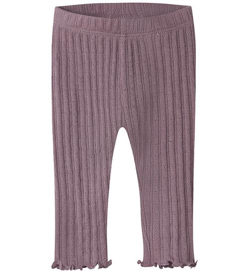 Name It Leggings - Uld/Silke - Rib - Hulmønster - NbfWossa - Toa