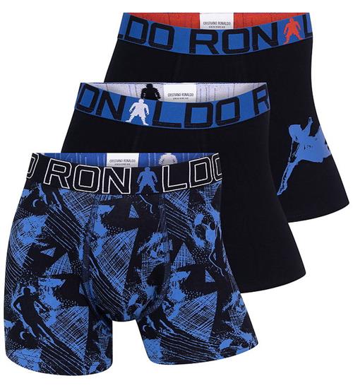 JBS - Ronaldo Boxershorts - 3-pak - Sort/Blå m. Print