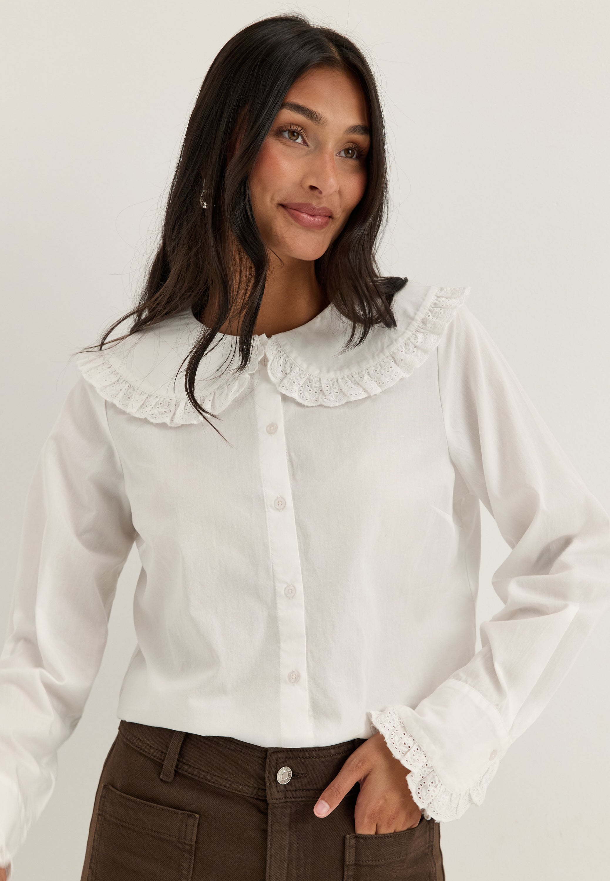 BUBBLEROOM Cotton Lace Collar Blouse