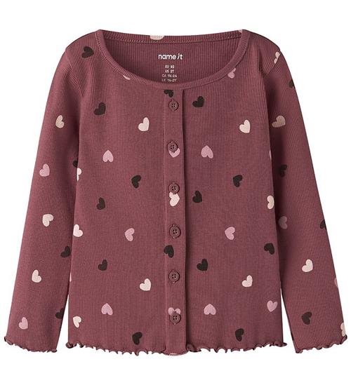 Name It Bluse - NmfVemia - Rib - Slim - Wild Ginger/Hearts