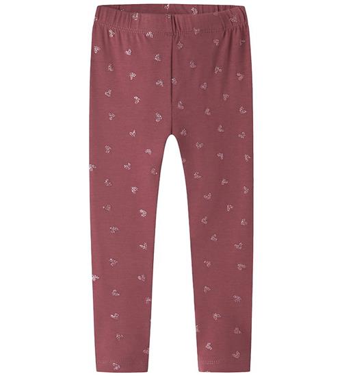 Name It Leggings - NmfVivian - Wild Ginger/Pink Glitter Hearts
