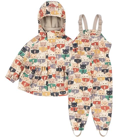 Konges SløjdRegntøj m/u Seler m. Fleece - PU - Rainy Palme - Cat