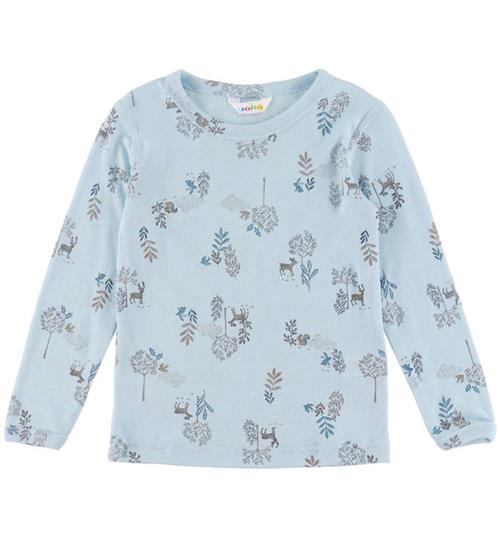 Joha Bluse - Uld/Silke - Blå m. Natur