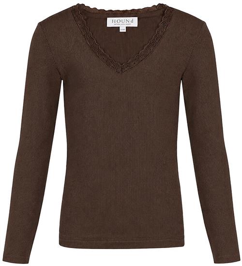 Hound Top - HdLisa - Rib - m. Lace Detail - Dark Brown