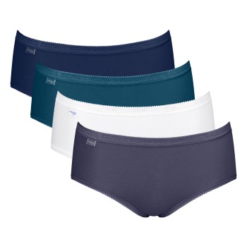 Sloggi Trusser 4P Basic Plus Midi Color Marine/Blå bomuld 40 Dame