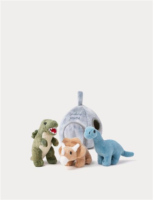 Teddykompaniet Dino Den Legesæt Med Plysdyr Grey  Grey-OS  Grå  One Size From Newborn Drenge, Piger