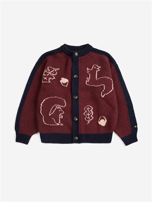 Bobo Choses Forest Scene Cardigan Burgundy Red  Burgundy Red 6-7 Y  Rød  6-7 år  Drenge