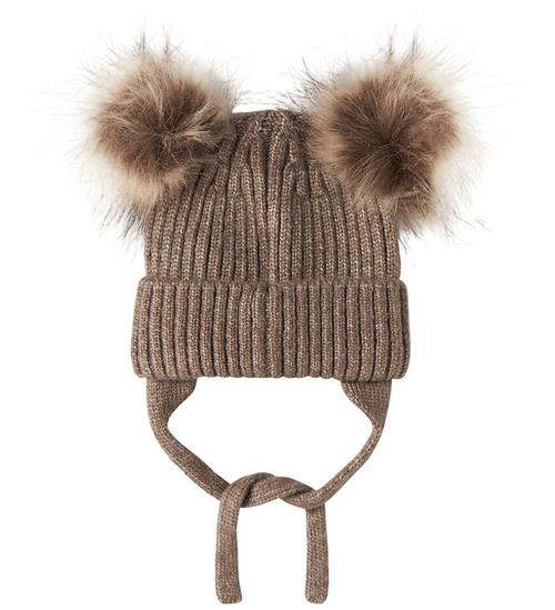 Name It Sæt - Hue/Luffer - Strik - NbnMora - Walnut