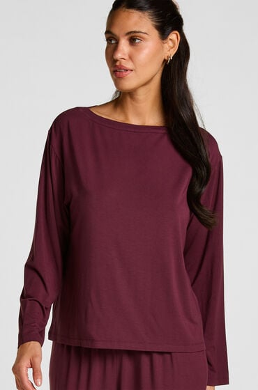 Hunkemöller Pyjamas Topp Langærmet Jersey Lilla