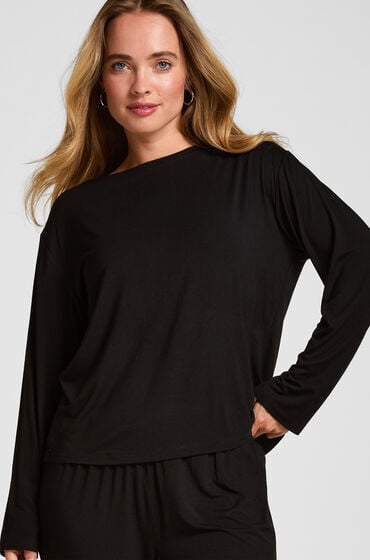 Hunkemöller Pyjamas Topp Langærmet Jersey Sort