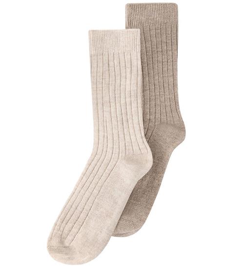 Huttelihut Strømper - Uld - Rib - 2-pak - Camel Melange