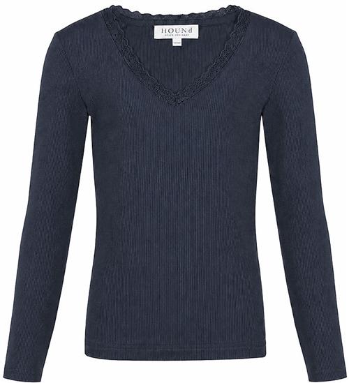 Hound Bluse - HdLisa - Rib - Navy m. Blondekant