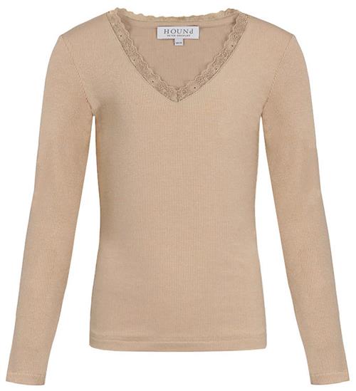 Hound Bluse - HdLisa - Rib - Beige m. Blondekant