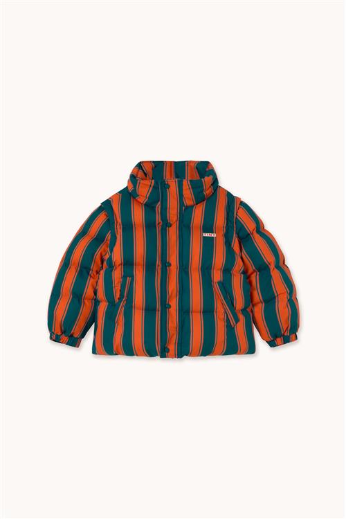 Tinycottons Retro Stripes Short Padded Jacket Summer Red-6y  Rød  6 år  Drenge, Piger